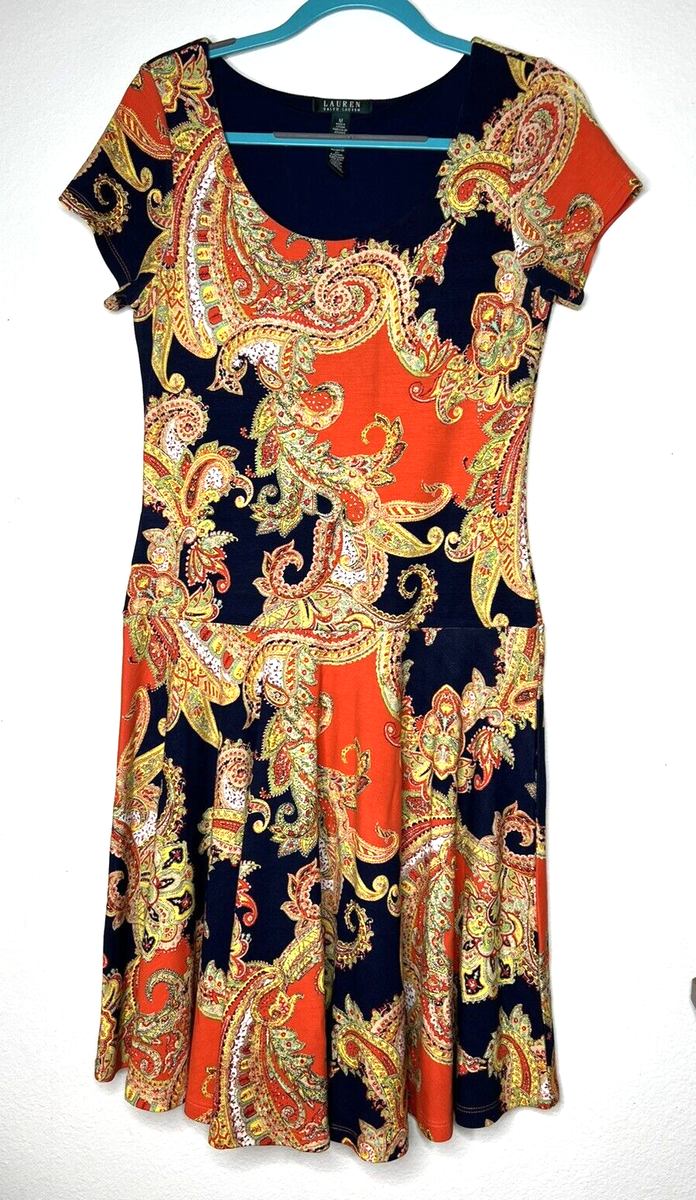 トップス VINTAGE Lauren Ralph paisley silk dress s-l1200.png