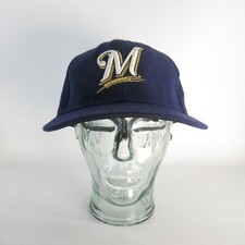 New Era Milwaukee Brewers On Field Cap Hat 7.25 Blue Canvas Baseball Cool Base