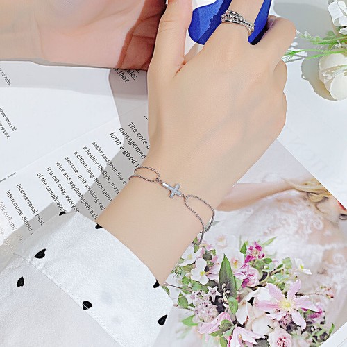 Damen Armband Kreuz mit Perlmutt aus Edelstahl Armkette verstellbar - Bild 5 von 9