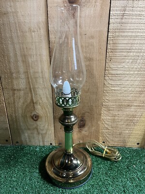 Vintage Underwriter Laboratories 18  Portable Touch Lamp w/ Glass Sleeve Shade