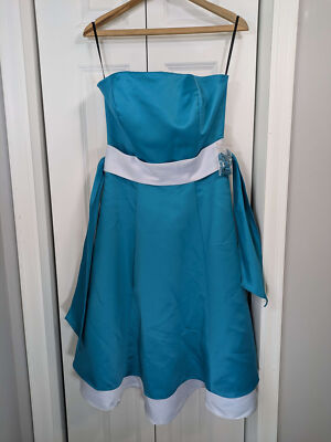 Unbranded Women's Size 8 Formal Dress Gown Knee Length Blue White | eBay