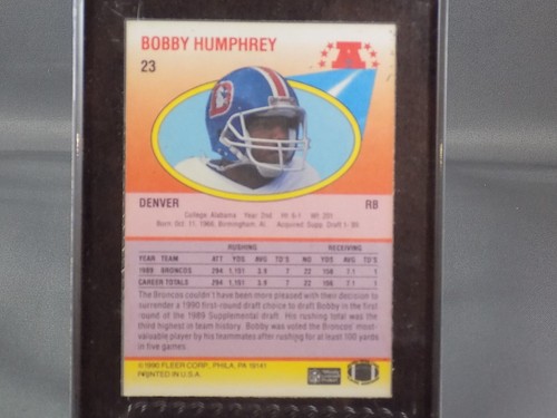 1990 FLEER - AUTOGRAPHED #23 BOBBY HUMPHREY DENVER BRONCOS RUNNING BACK - Picture 3 of 7