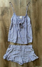 JENNI INTIMATES nwt Blue Striped 2 pc Pajama Cami  Shorts Set Size S SMALL NEW