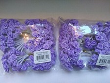 Wholesale LOT 288 Satin 1/2" Lavender RIBBON ROSES Wire Stem Wedding Crafts