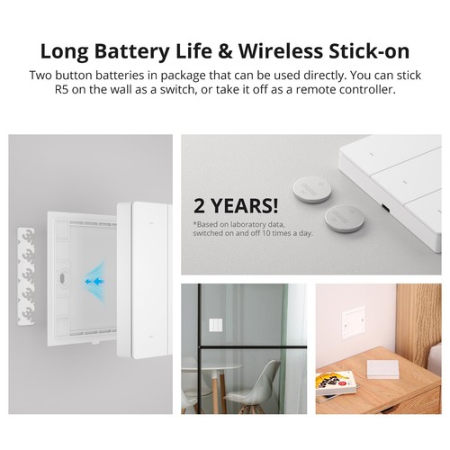 SONOFF R5W Smart eWeLink Remote Controller Wireless Szene 6Gang Schalter Weiß - Afbeelding 11 van 12