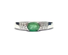 Emerald Band Men 5x7 mm oval 0.9 Ct emerald Ring Sterling Silver band men