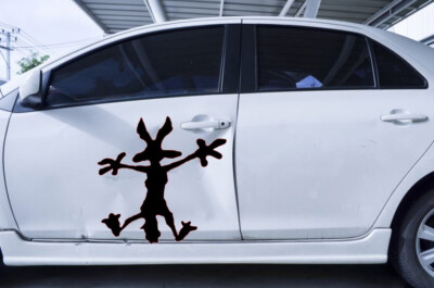 XL (extra large) Wile E Coyote Hitting Wall Splat Wiley Vinyl Decal Sticker