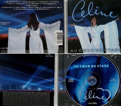 DION CELINE *VG+* "AU COEUR DU STADE (HEART OF STAGE)" 99 CANADA EPIC LIVE CD