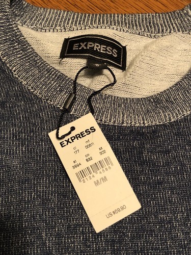NUEVO CON ETIQUETAS EXPRESS Suéter Azul Algodón Para Hombre Manga Larga Cuello Redondo Talla M - Imagen 6 de 7