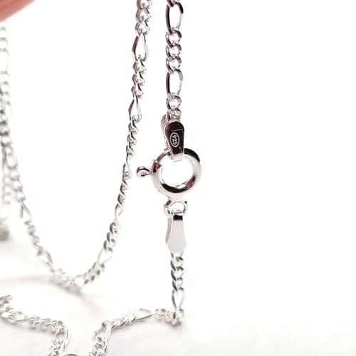 Collar de plata esterlina cadena Figaro estampado 925 joyería regalo - 18 pulgadas - 2 mm - Imagen 13 de 15