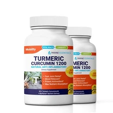 Turmeric Curcumin 1200: Antioxidant and for Fast Joint Relief - 2 Bottles