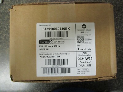 Markem-Imaje 813910060130BK SmartDate Xtra Ribbon TTR, 130mm x
