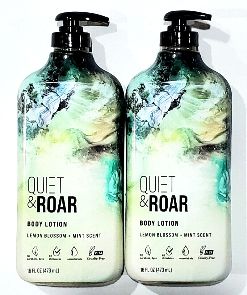 2 Bottles Quiet & Roar Body Lotion Lemon Blossom Mint Scent Essential