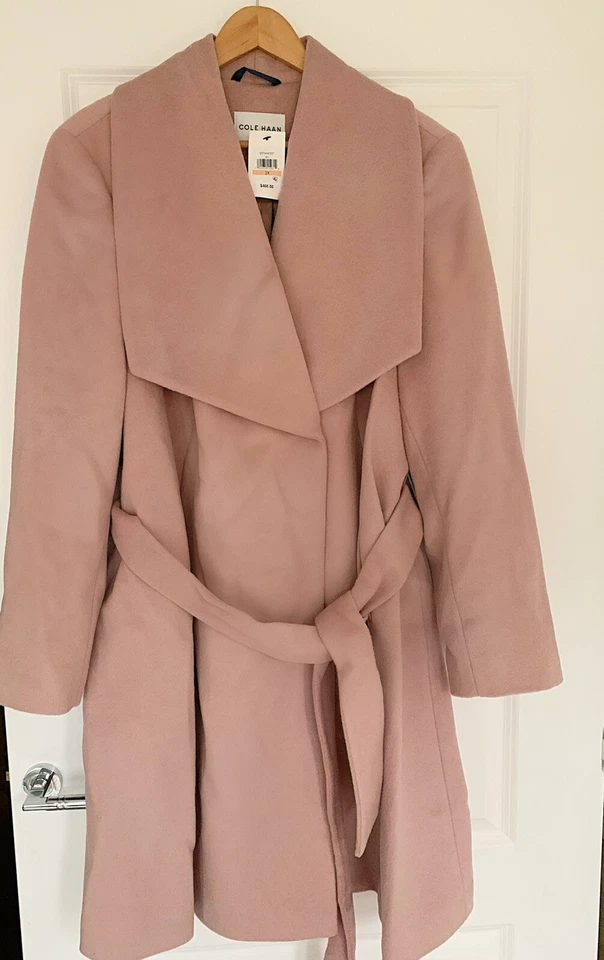 COLE HAAN Signature Plus Size Womens Slick Wool Blend Wrap coat,UK Size XL 18-20 - Image 2 of 4