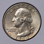 1964-D 25C Washington Quarter UNC+ Original Condition 90% Silver* (actual coin)