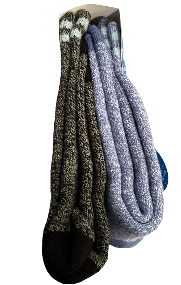 Youth Columbia Fleece Lined Crew Socks Shoe Sz 2-10- 2 Pairs Cove Blue/ Gray New - Image 4 of 4