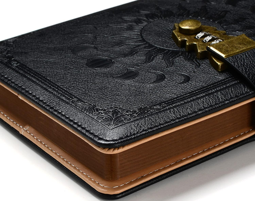 A5 Journal with Lock, 120Gsm 224 Pages Lock Diary, Pen Set, Brown Edge, Refillab - Picture 2 of 12