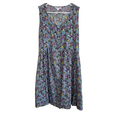 Vintage April Cornell Large Floral Dress Boho Prairie Cottagecore Shabby Chic Z1