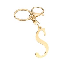 Gold Initial Letter Keychain, Stainless Steel A-Z Alphabet Keychains Letter S 