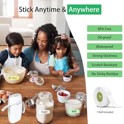 Bluetooth Label Maker Machine with Tape, Wireless Mini White Label Printer