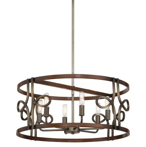 Minka Lavery 2696 Yorkville 6 Light 24"W Pendant - Aged Darkwood / Silver Pati - Picture 1 of 4