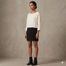 Zara Basic Dress Womens Small Colorblock Shift Contrast timeless feminine New