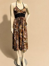 Women’s Multicolor Paisley Halter Sleeveless Fit & Flare Mini Dress S