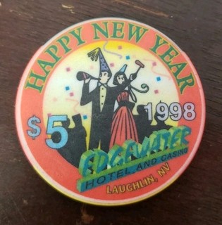 $5 Edgewater Laughlin Happy New Year 1998 Casino Chip