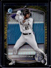 2025 Bowman Robert Calaz Chrome Prospects Reptilian Gold Refractor #/50 Rockies