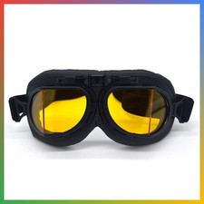 Motorcycle Goggles Black Frame Yellow Lens Anti-Fog Fits Over Glasses Helmet