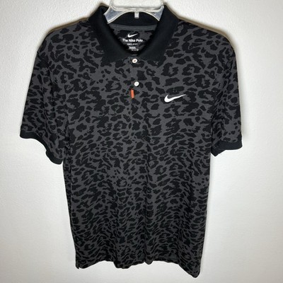 Nike Polo Dri-FIT Black Leopard Print Short Sleeve Goft Shirt