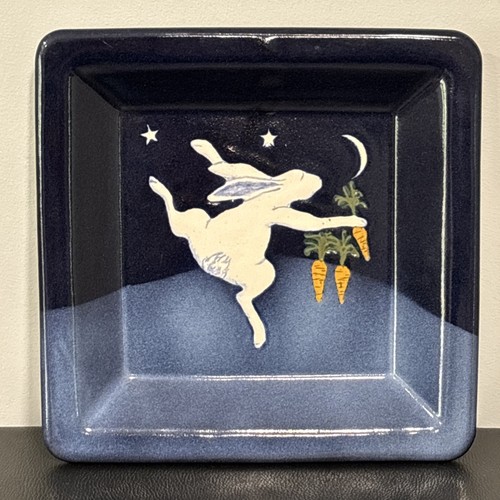 1987 Karen Howell Pottery LEGEND OF THE RABBIT MOON 8 1/2" Square Plate Tray