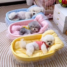 1Set Pet Princess Bed - Soft Plush Winter Oval Bed for Small Dogs Cats Indoor