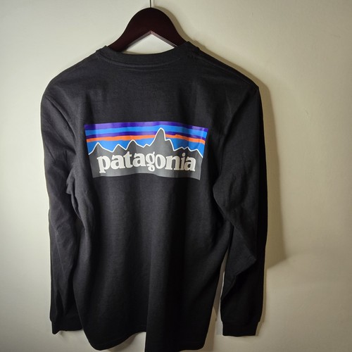 Patagonia Camicia Manica Lunga Uomo Small Nera Girocollo Responsabili-tee Nuova con etichette