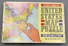 Vintage Selchow & Righter Official Rand McNally United States Map Puzzle