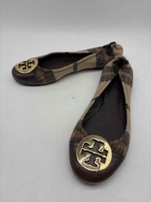 Pre-Owned Tory Burch Brown Size 8 Ballet Flats