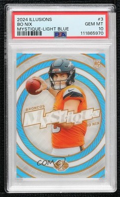 2024 Illusions Mystique Light Blue 40/299 Bo Nix #3 PSA 10 GEM MT Rookie RC 0ma6