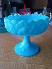 Fenton Blue Lily Pad Tall Compote