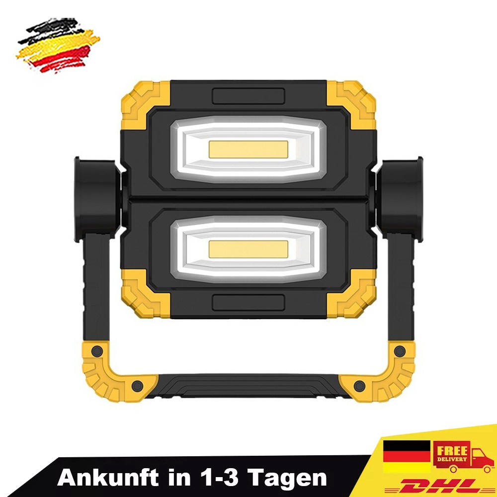 Outdoor LED Halogen Arbeitsleuchte Akku Aufladbar Baustrahler Flutlicht Strahler