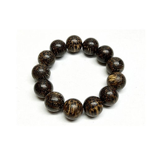 Oriental Natural Dark Brown Wood Marks Beads Hand Rosary Praying Bracelet ws4694