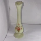 Fenton Vaseline Custard 10" Skinny Uranium Hand Painted