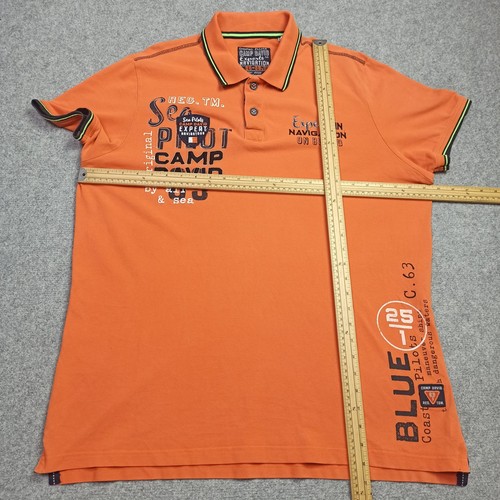 Camp David Mens Polo Shirt XXL 2XL Orange Cotton Pique Embroidered Sea Pilot - Bild 9 von 13