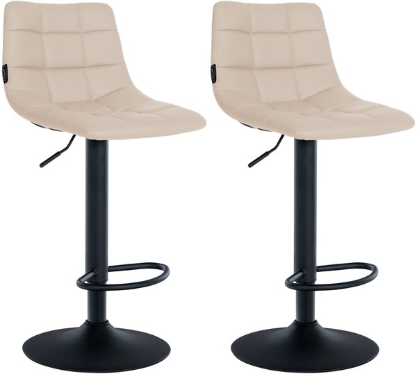 2Er Set Barhocker Jerry Kunstleder Schwarz Creme-image
