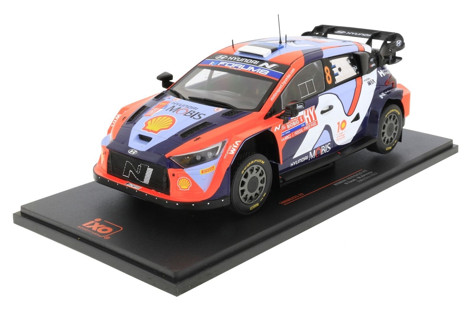 Miniature Hyundai i20 WRC Rallye du Chili 2024 Tanak au 1/43 de Ixomodels de collection