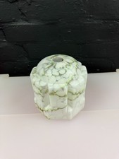 Vintage Art Deco White & Green Mottled Marble Glass Lamp Light Shade RARE Shape
