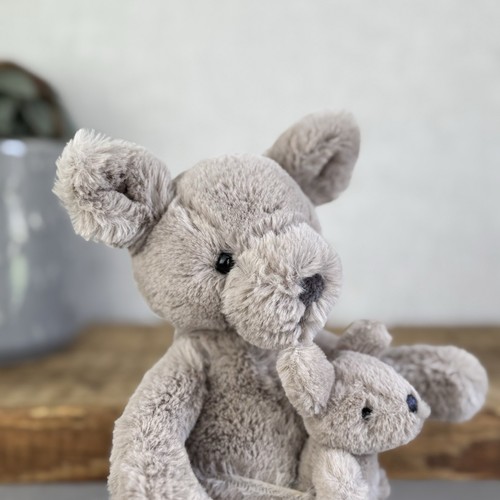 Jellycat Small Kara Kangaroo - Small Grey Kangeroo & Baby Joey 9" Rare - Picture 2 of 11