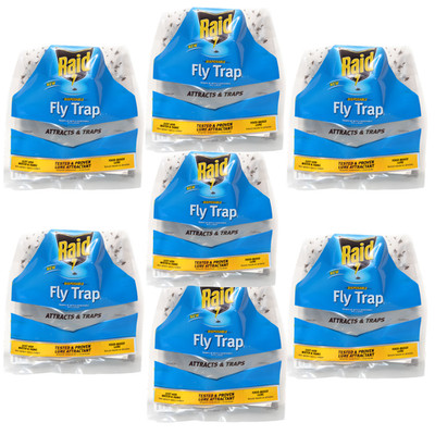 Raid Fly Bag Trap 7-Pack Outdoor Disposable Fly Traps Food Lure Odor-Free Bulk