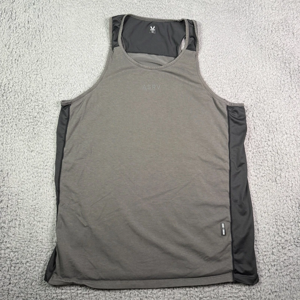 Camiseta sin mangas ASRV para hombre grande gris negra atlética mezcla Supima entrenamiento gimnasio DSG-0809 Foto 2 de 4