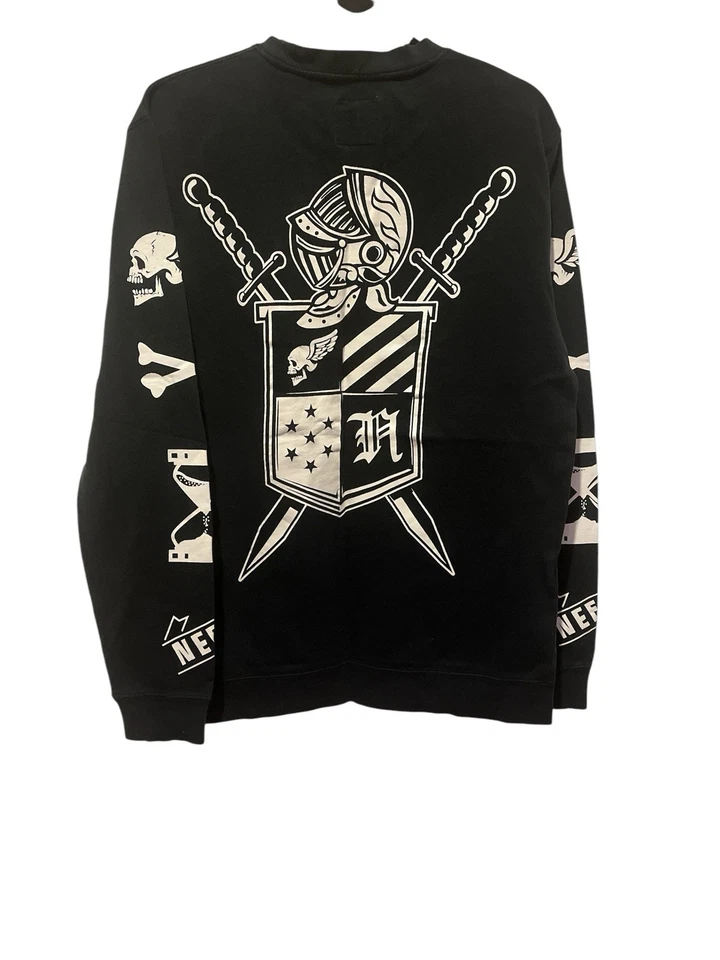 Neff Snowboarding LS Cotton Graphic Skull Wings Coat of Arms Logo Medium AOP - Image 2 of 3