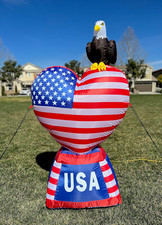5 Foot Tall Patriotic Independence Day 4Th of July Inflatable Love Heart with Am